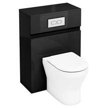 Aqua Cabinets - W600 x D300mm BTW Unit with pan, cistern & flush plate - Black