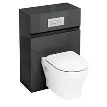 Aqua Cabinets - W600 x D300mm Wall Hung WC Unit with pan, cistern & flush plate - Black