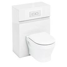 Aqua Cabinets - W600 x D300mm Wall Hung WC Unit with pan, cistern & flush plate - White