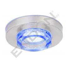 Endon Enluce Circular Recessed Downlight w/ Blue Backlit LED Glass Detail - Brushed Steel - EL-IP-90