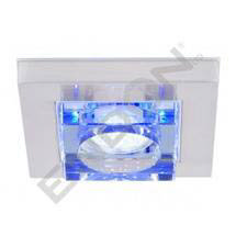 Endon Enluce Square Recessed Downlight w/ Blue Backlit LED Glass Detail - Brushed Steel - EL-IP-9100