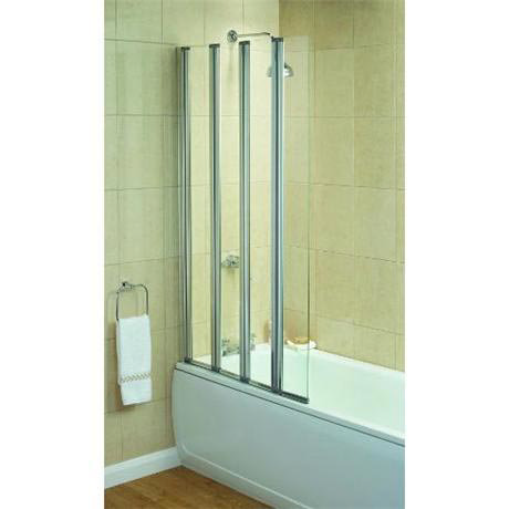 Aqualux - Elite Modern Semi-Frameless 4 Fold Bath Screen - Polished Silver - FBS0174AQU