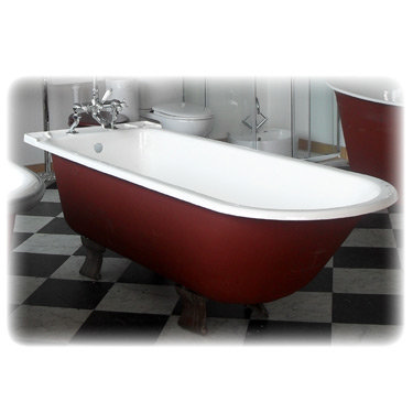 Original English Single Ended Cast Iron Bath with Scroll Feet 