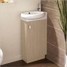 HIB - Evoke Cloakroom Floor Standing Unit & Basin - Light Oak -1380021-9110