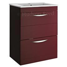 Hudson Reed 605 x 390mm Memoir Floor Mounted Basin & Cabinet - Burgundy - FME001