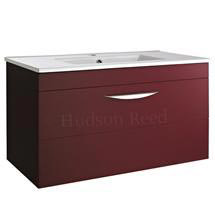 Hudson Reed 805 x 390mm Memoir Wall Mounted Basin & Cabinet - Burgundy - FME004