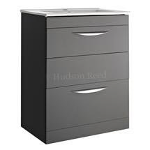 Hudson Reed 605 x 390mm Memoir Floor Mounted Basin & Cabinet - Grey - FME006