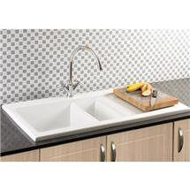 RAK - Gourmet Dream Sink 1 - 1.5 Bowl - Right Hand Drainer w/ Waste - White