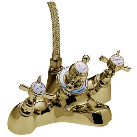 Tre Mercati - Imperial Thermostatic Deck BathShower Mixer - Antique Gold - 1097