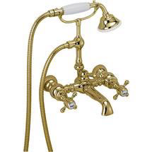Tre Mercati - Sorrento Wall Mounted Pillar Bath/Shower Mixer with Complete Kit - Antique Gold -  960