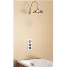 Burlington Clyde Claremont Valve, Overflow Filler, Curved Arm & 9" Rose - Brass Backplate