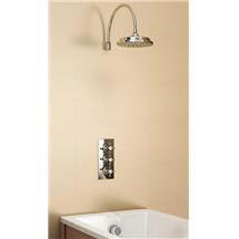 Burlington Clyde Claremont Valve, Overflow Filler, Curved Arm & 9" Rose - Brass Backplate