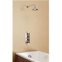 Burlington Clyde Claremont Valve, Overflow Filler, Straight Arm & 6" Rose - Brass Backplate