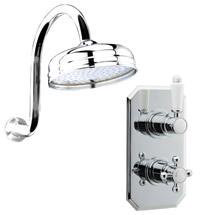 Traditional Twin Concealed Thermostatic Valve with Shower Head & Swan Neck Arm