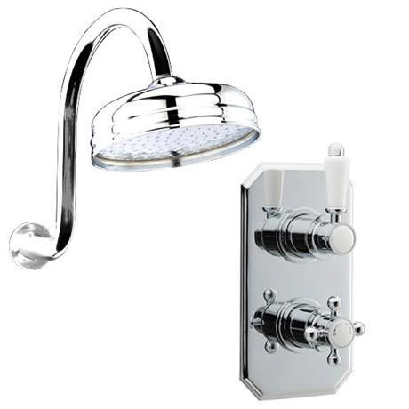 Traditional Twin Concealed Thermostatic Valve with Shower Head & Swan Neck Arm