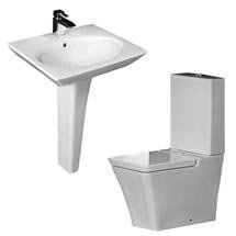 RAK Opulence 4-Piece Set -Toilet & 58cm Hers Basin - 1TH - White