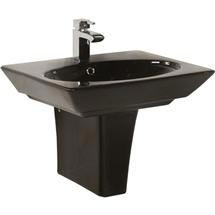 Rak Opulence 58cm Her Wash Basin with Half Pedestal - Black