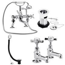 Ultra Traditional Beaumont Cranked Bath Shower Mixer Pack - Chrome - I399X