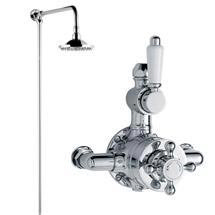 Designer Traditional Twin Shower Valve with Rigid Riser Kit