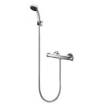 Contemporary Thermostatic Shower Bar Valve with Shower Kit - Chrome 