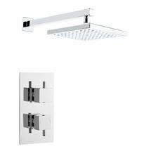 Pioneer Square Twin Thermostatic Shower Valve with ABS Trimset & Wall Mounted Fixed Square Head - Ch