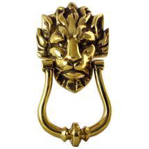 Polished Brass Lion Head Door Knocker - 210 x 110mm - K-255
