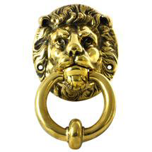 Polished Brass Lion Head Door Knocker - 180 x 110mm - K-256