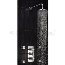 Hudson Reed Kristal Triple Concealed Thermostatic Valve with Round Fixed Head & Square Body Jets