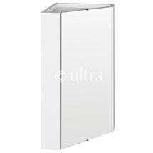 Ultra - Design Gloss White Corner Mirror Cabinet with one shelf - LQ059