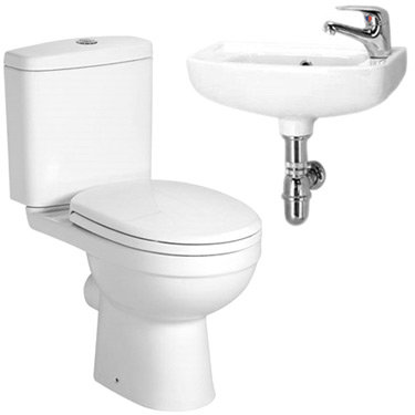Lyon Unispace 1TH Cloakroom Suite with Single Lever Basin Mixer & Chrome Bottle Trap