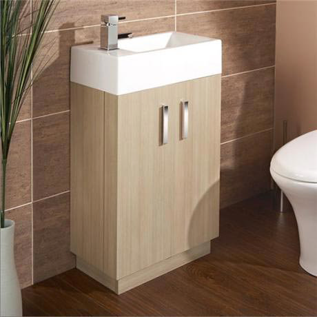 HIB - Metro Cloakroom Floor Standing Unit and Basin - Light Oak -1380061-9770