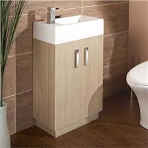 HIB - Metro Cloakroom Floor Standing Unit and Basin - Light Oak -1380061-9770