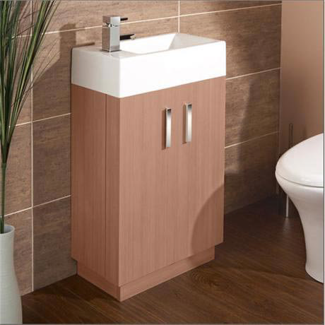 HIB - Metro Cloakroom Floor Standing Unit and Basin - Medium Oak -1380060-9770