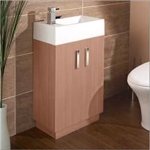 HIB - Metro Cloakroom Floor Standing Unit and Basin - Medium Oak -1380060-9770