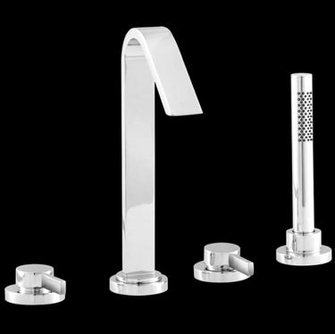 Clio 4 Tap Hole Bath Mixer with Swivel Spout, Shower Kit & Hose Retainer