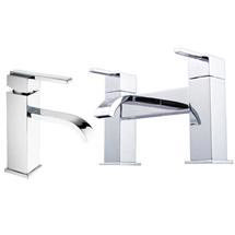 Milan Modern Mono Basin Mixer and Bath Filler - Chrome