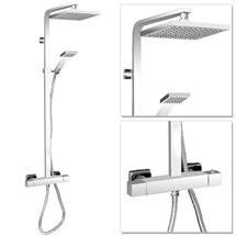 Milan Square Thermostatic Bar Shower Valve & Riser Kit - Chrome