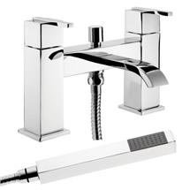 Milan Modern Bath Shower Mixer with Shower Kit - Chrome