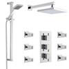 Milan Square Triple Shower Valve with Diverter, Fixed Head, 6 Body Jets & Slider