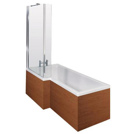 1700mm L Shape Square Shower Bath & Screen - Calvados - Left/Right Hand Option