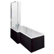 1700mm L Shape Square Shower Bath & Screen - Ebony - Left/Right Hand Option