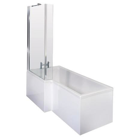 1700mm L Shape Square Shower Bath & Screen - White - Left/Right Hand Option