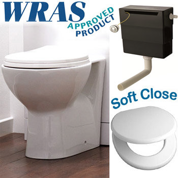 Standard Ceramic Toilet Pan with Soft-Close Seat & Dual Flush Concealed Cistern