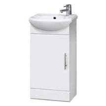 Sienna 420 x 200mm High Gloss White Cabinet w/ Ceramic Basin - NVS100