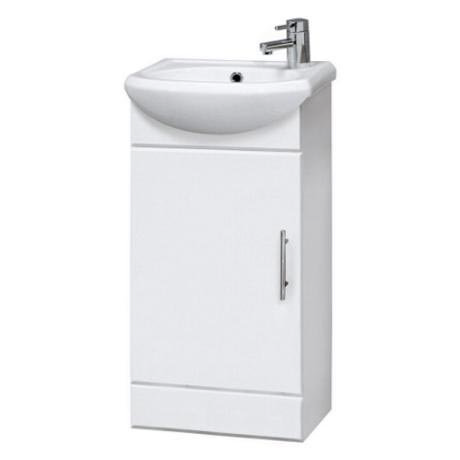 Sienna 420 x 200mm High Gloss White Cabinet w/ Ceramic Basin - NVS100