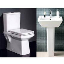 New Zeto Square Back To Wall Ceramic 4 Piece 1TH Bathroom Suite