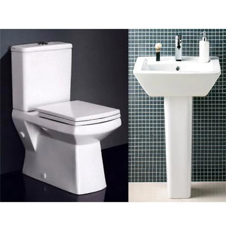 New Zeto Square Back To Wall Ceramic 4 Piece 1TH Bathroom Suite