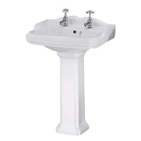 Oxford Ceramic 2 Tap Hole Basin & Pedestal Set
