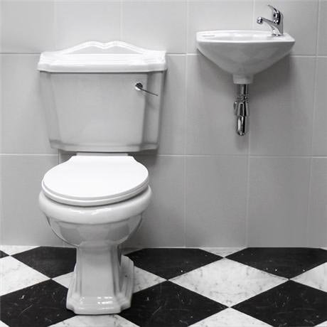 Oxford Cloakroom Suite w/ Basin Mixer, Waste & Chrome Bottle Trap