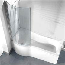 P-shaped Shower Bath Pack with Curved Shower Screen - Left hand option